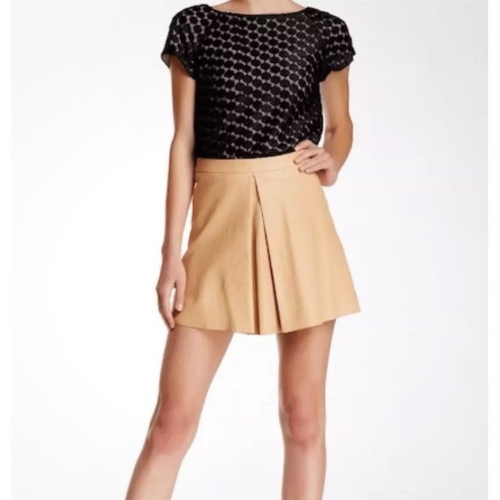 Alice & Olivia 100% Lamb Leather Mini Skirt Caramel‎ Honey Color Size 0